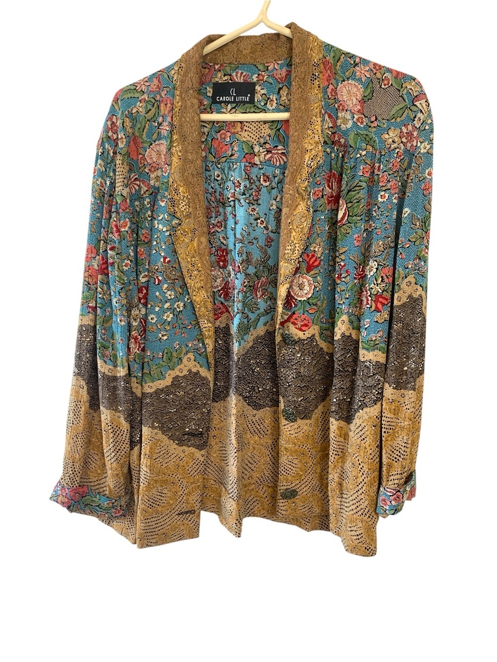 Carole Little Vintage Teal & Mustard Floral Jacket, Top & Trouser, Lightweight